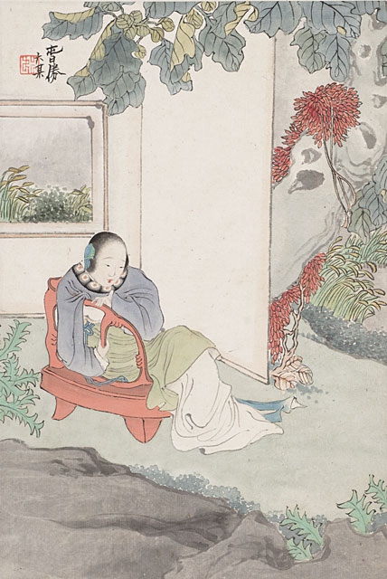 Album of Twelve Leaves- Figures in Landscape Settings, Leaf 5, Ren Xiong (1823-1857)