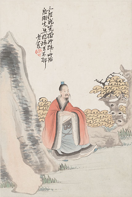Album of Twelve Leaves- Figures in Landscape Settings, Leaf 6, Ren Xiong (1823-1857)