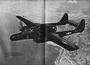 A Northrop P-61 Black Widow in its 'stealth' camouflaged shiny black paint, out of place in the daylight skies over California