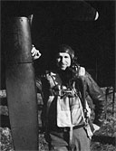 Lt. Col. Oris B. Johnson, posing before his Black Widow, somewhere in France, August 1944