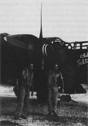 Capt. R.O. Stewart and Lt. J.J. Allen pose before 'Old Salty Dog' on January 9, 1945