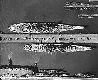 Photo # 80-G-190547:  USS Missouri showing Camouflage Measure 32, Design 22D, horizontal surfaces pattern, circa August 1944.