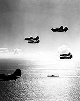 Photo # 80-G-241043: SB2C-1 bombers return to USS Yorktown (CV-10), July 1944