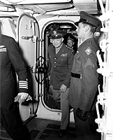 Photo # 80-G-368078:  General Dwight D. Eisenhower inspects USS Quincy on 18 May 1944, during preparations for the invasion of Normandy