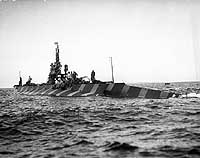 Photo # 80-G-451709:  USS K-2 painted in experimental camouflage, off Pensacola, Florida, 12 April 1916
