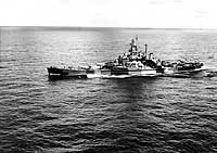 Photo # NH 52661:  USS Indiana painted in what may be Camouflage Measure 32, Design 11D, 27 January 1944.