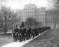 Photo # NH 53360:  Navy Department officers en route to pay a courtesy call on President Theodore Roosevelt, January 1905