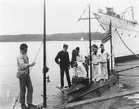 Photo # NH 53455:  Midshipmen on board USS Holland, at the U.S. Naval Academy, circa 1901-1902