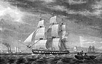 Photo # NH 53598:  'The U.S. Frigate Hudson returning from a cruise with a fair wind'
