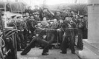 Photo # NH 54206: Cutlass fencing demonstration on board USS Enterprise, circa spring 1890