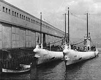 Photo # NH 56516:  USS Bonita and USS Bass at San Francisco, California, circa the early 1930s