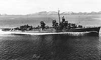 Photo # NH 59856:  USS Charles Ausburne returning from an action in the Solomon Islands, 1943-1944