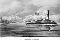 Photo # NH 61859: USS Commodore Hull engaging Confederates at Plymouth, N.C., Oct. 1864