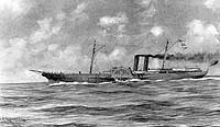 Photo # NH 61882:  Confederate blockade runner Advance, wash drawing by R.G. Skerrett