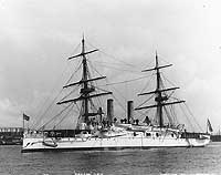 Photo # NH 63249: USS Boston in New York Harbor, circa 1891.  Photographed by J.S. Johnston