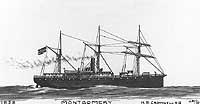 Photo # NH 63883:  Steamship Montgomery.  Artwork by Erik Heyl