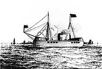 Photo # NH 65461:  Steam Battery Fulton.  Pen and ink drawing by Samuel Ward Stanton