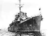 Photo # NH 73273:  USS Burrows at anchor, circa 1945-1946