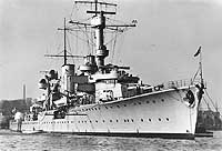 Photo # NH 98268:  German light cruiser Königsberg moored in a German harbor, circa 1936