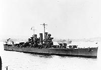 Photo # NH 95814:  USS Helena at a South Pacific base, circa 1943