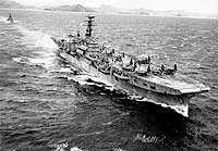 Photo # NH 97010:  British aircraft carrier Triumph off Subic Bay, March 1950