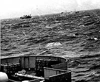 Photo # NH 97096:  SS Flying Enterprise listing to port in stormy seas, December 1951