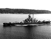 Photo # NH 97255: USS Massachusetts off Point Wilson, Washington, July 1944
