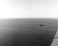 Photo # NH 97555:  Navy ships circle in the vicinity of the loss site of USS Thresher, April 1961