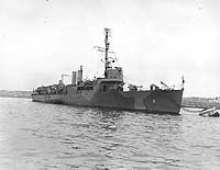 Photo # NH 97781:  USS Gregory in 1942, after conversion to a fast transport