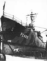 Photo # NH 97922:  USS PC-489 in drydock during World War II