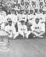Photo #  NH 97949:  Gunner Mons Monssen (# 22) with other officers on  board USS Iowa, 1906