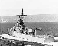 Photo # NH 98508:  USS Bradley in July 1976 with her new helicopter hangar