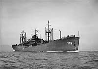 Photo # NH 98719:  USS Fond du Lac in San Francisco Bay in late 1945 or early 1946