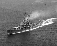 Photo # NH 99013-A:  USS Spokane underway off New York City, 15 June 1946
