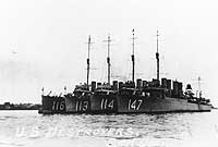 Photo # NH 101204:  USS Dent and other destroyers at San Diego, California, circa the early 1920s