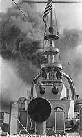Photo # NH 101472:  View on board USS Georgia, showing her after twelve-inch/eight-inch superposed gun turret, circa 1907-1908