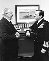 Photo # NH 103854:  Admiral James L. Holloway, III, with his father, Admiral James L. Holloway, Jr., in 1974.  They were the only father and son to have attained four-star rank while on active duty with the U.S. Navy
