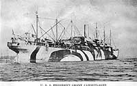 Photo # NH 104241: USS President Grant in pattern camouflage, 1918.  Halftone reproduction published in a 'Souvenir Folder' by A.M. Simon, New York City, 1919