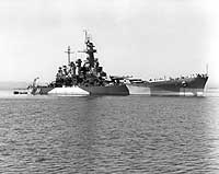 Photo # NH 104850:  USS North Carolina wearing her second version of Camouflage Measure 32, Design 18D, 24 September 1944.