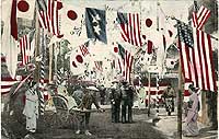 Photo # NH 106116-KN:  Street scene in Yokohama, Japan, during the Great White Fleet's visit there, October 1908