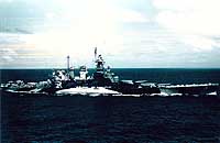Photo # 80-G-K-101:  USS North Carolina wearing her initial version of Camouflage Measure 32, Design 18D, circa November 1943.