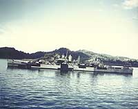 Photo # 80-G-K-1637:  USS Honolulu in a south Pacific port, circa spring 1944