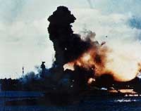 Photo # 80-G-K-13513:  USS Arizona's forward magazines explode after she was hit by a Japanese bomb, 7 December 1941.