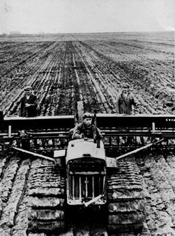 Plowing the fields.