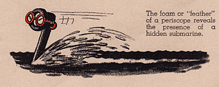 Cartoon: Periscope with 'feather' wake