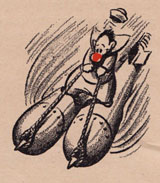 Sailor waterskiing on torpedoes