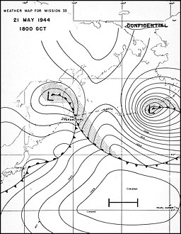 Weeather map for mission 23, 21 May 1944, 1800 GCT
