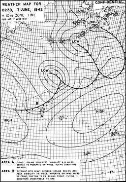 Midway weather map for 0230 7 June 1942