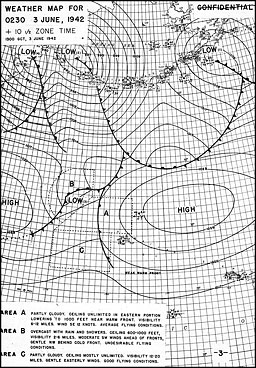 Midway weather map for 0230 3 June 1942