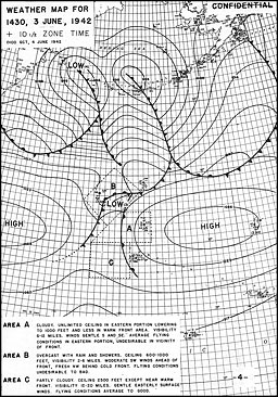 Midway weather map for 1430 3 June 1942